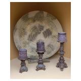 Ceramic Plate Decor, Pillar Candles W/ Stands