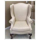 Hi back straight fabric formal wooden footed chair