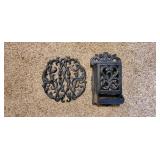 Cast iron match holder, trivet