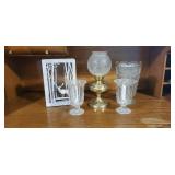 Candleholders, vase, picture