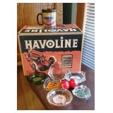 Havoline box, cup, advertising ashtrays