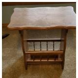 Oak end table, magazine rack