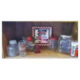 Diner plate, canisters, drinking glasses