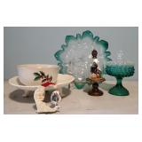 Christmas lot, Nativity, holly glassware