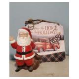 Holiday sign, ceramic Santa Claus
