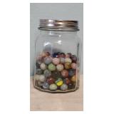 Jar of vintage marbles