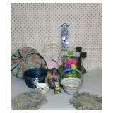 Easter decorations, baskets, kite, picnic covers,
