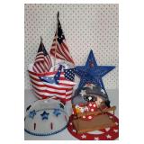Patriotic decor, flags, summer decorations