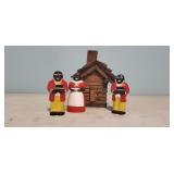 Log cabin, salt and pepper shakers