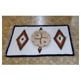 Native wool rug, basket