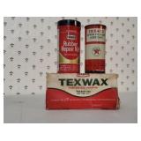 Texaco wax, rubber repair kit, cylinder lubricant