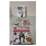 Dinosaur book, road trip games, weather station