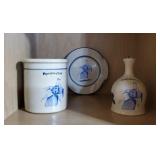 Red Wing Pepsi Club crock, pottery plate, bell