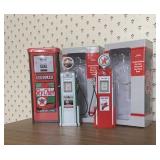 Wayne & Texaco Sky Chief gas pump banks (2), tin