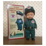 Texaco Station Attendant doll, tin