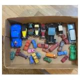 Box of vintage toy cars