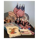 Patriotic lot, decor, signs, flags