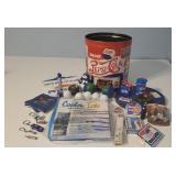 Tin of Pepsi Cola collectibles