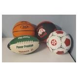 Texaco, assorted basketballs, football, soccer