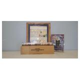 Framed Pepsi Cola advertisement, can 35mm camera,