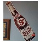 Metal Pepsi Cola bottle advertising sign