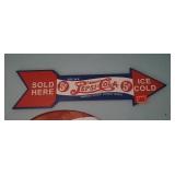 Wooden Pepsi Cola arrow advertising sign