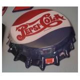 Metal Pepsi Cola bottle cap sign