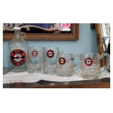 A&W root beer lot, jug, mugs (4)