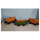 Vintage Texas oil line tanker, toy train cars