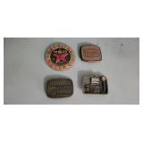 Texaco belt buckles (3), paper weight