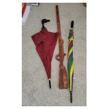 Umbrellas, handmade wooden toy gun