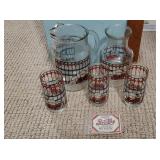 Pepsi Cola beverage pitcher, carafe, glasses (3)