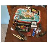 Vintage tray of Pepsi miniature collectibles,