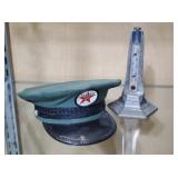 Texaco thermometer and service station hat bank