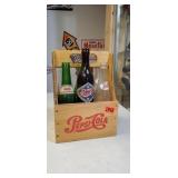 Wooden Pepsi 6 pack soda bottle holder, bottles