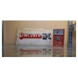 Sinclair glass gas pump sign, radio
