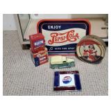 Vintage chrome collectible, Pepsi tray, tin,
