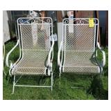 Pair of white metal patio chairs