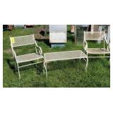 Metal patio coffee table, chairs (2)