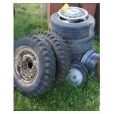 Assorted tires, wheels, hubcap