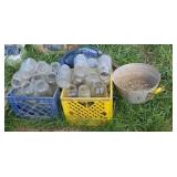 Canning jars, enamelware, stock pot