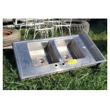 Stainless steel commercial double sink