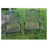 Black metal patio chairs (2)