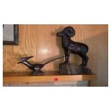 Wood decor: ram and bird