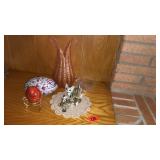Stone Egg, cat figurines, egg jewelry holder,