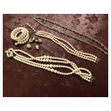 Necklaces, bracelet, & clip-on earrings