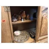 Figurines, relish tray, tee pot,