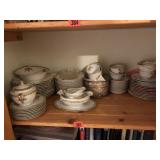 Dish set: plates, tea cups, tea pot, gravy bowl,