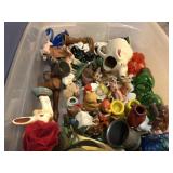 2 totes of figurines, vases, home decor