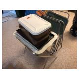 TV Tray Stands and Vintage Metal Picnic Basket